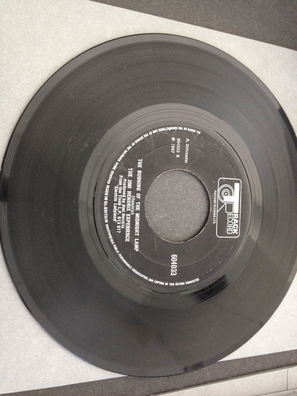 Jimi Hendrix disque 45 tours The burning of the midnight lamp Royaume-Uni 1969 2001.69.16.3921 Photo