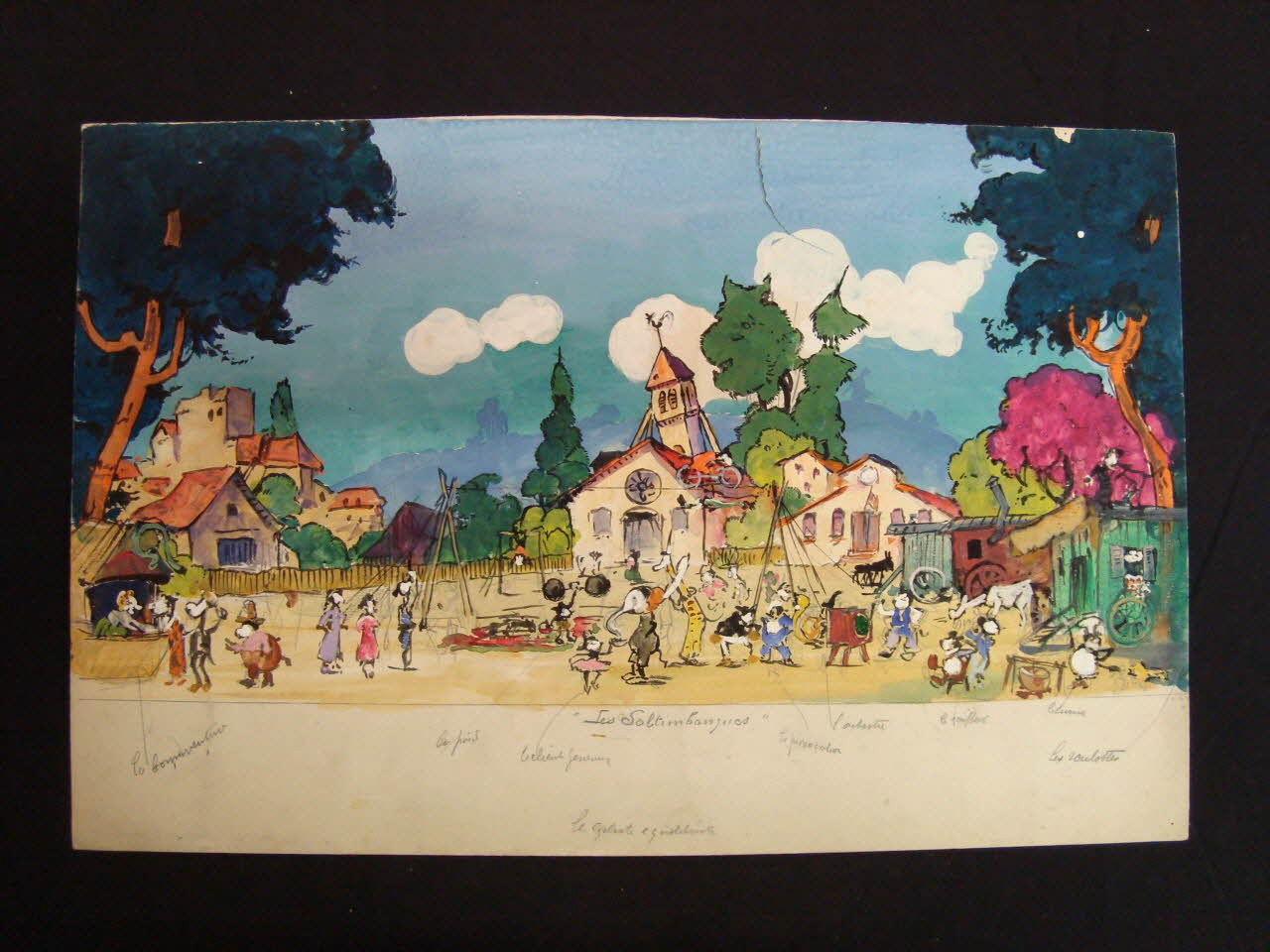 dessin Projet de vitrine Mickey - Les saltimbanques 1985.25.239.1 Photo Mucem / cliché : Souillac, musée de l'automate