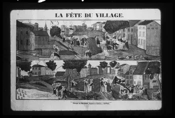 Alain Guey photographie "La fête au village : deux scènes. N°5". Epreuve sur bois coloré. Maison Pellerin à Epinal Ile-de-France, France 1975/4/1 Ph.1975.12.286 Photo