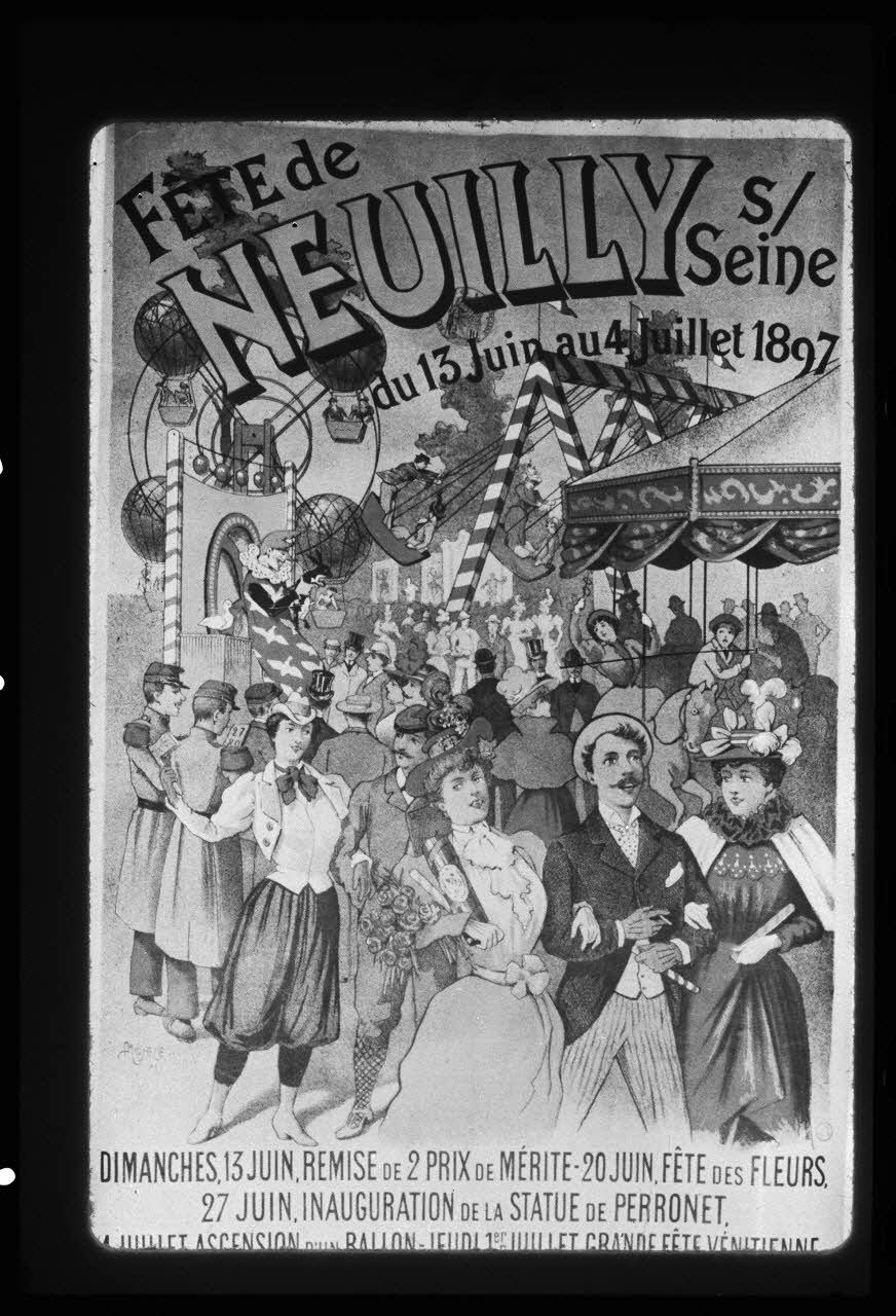 Alain Guey photographie "Fête de Neuilly-sur-Seine du 13 juin au 4 juillet 1897". Détail de la fête. Lithographie couleur imprimée par F. Appel (Paris). Daté de 1897 Ile-de-France, France 1975/4/1 Ph.1975.12.292 Photo