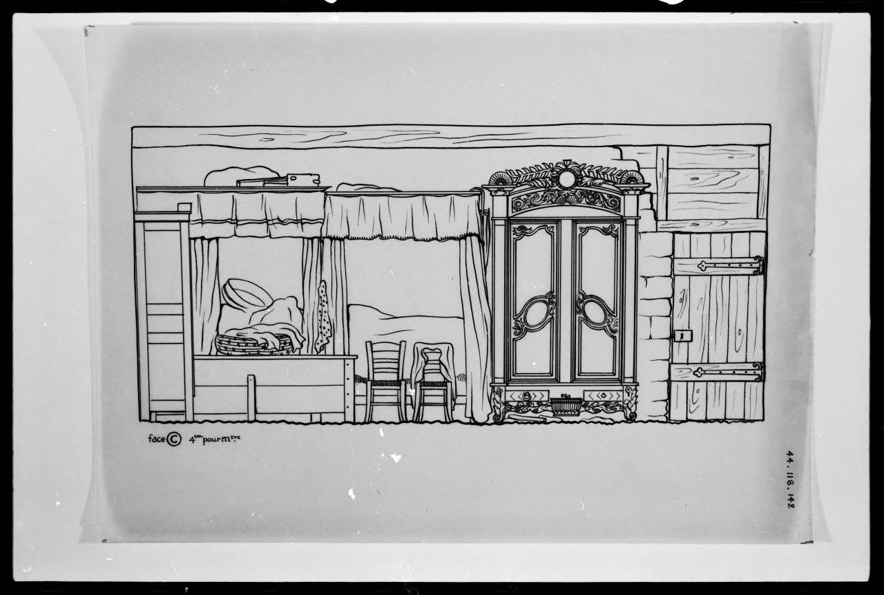 Nicaise photographie Lit et armoire de Monsieur Garcelon. Calque Auvergne, France 1974 Ph.1975.16.43 Photo