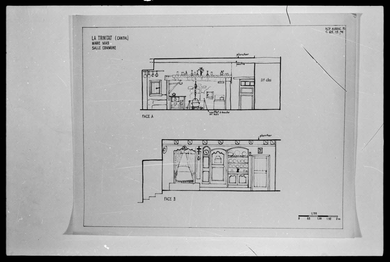 Nicaise photographie Habitation de Madame Marie Mas, faces A et B. Calque Auvergne, France 1974 Ph.1975.16.51 Photo