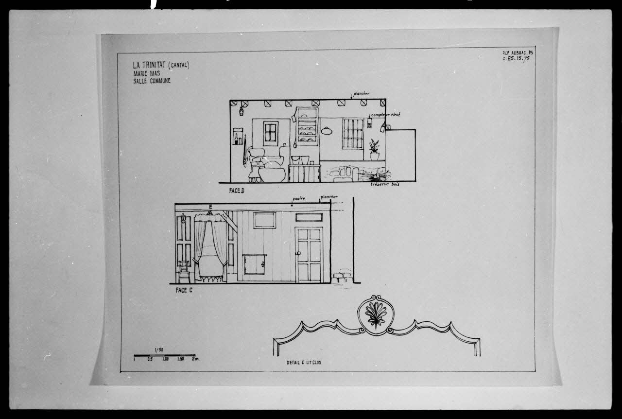 Nicaise photographie Habitation de Madame Marie Mas, faces C et D. Calque Auvergne, France 1974 Ph.1975.16.52 Photo