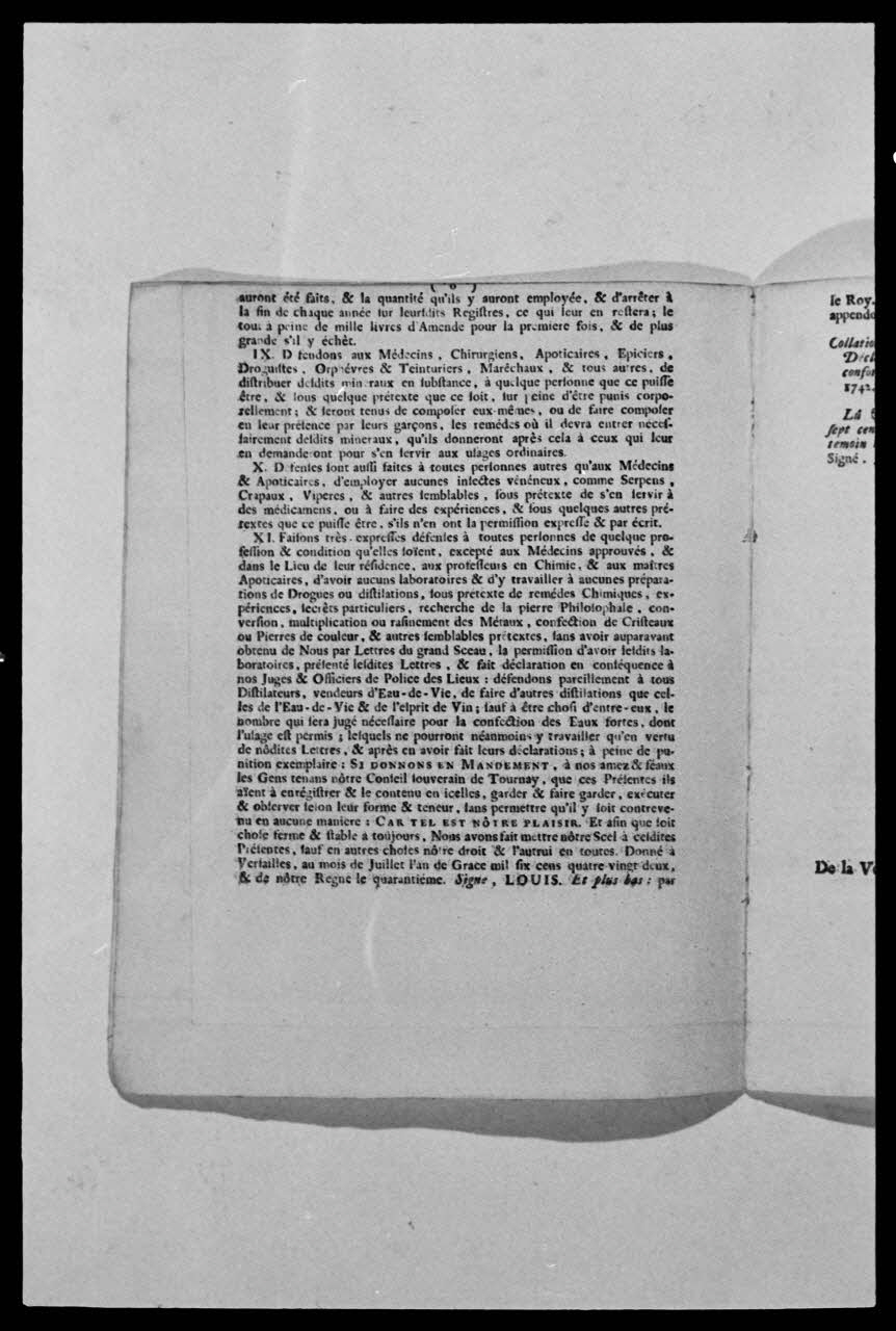 Réunion des musées nationaux - Grand Palais photographie Edit du Roy concernant les devins, les sorciers, les empoisonneurs et les délits des poisons. Quatrième page France 1974/12/1 Ph.1975.4.4 Photo