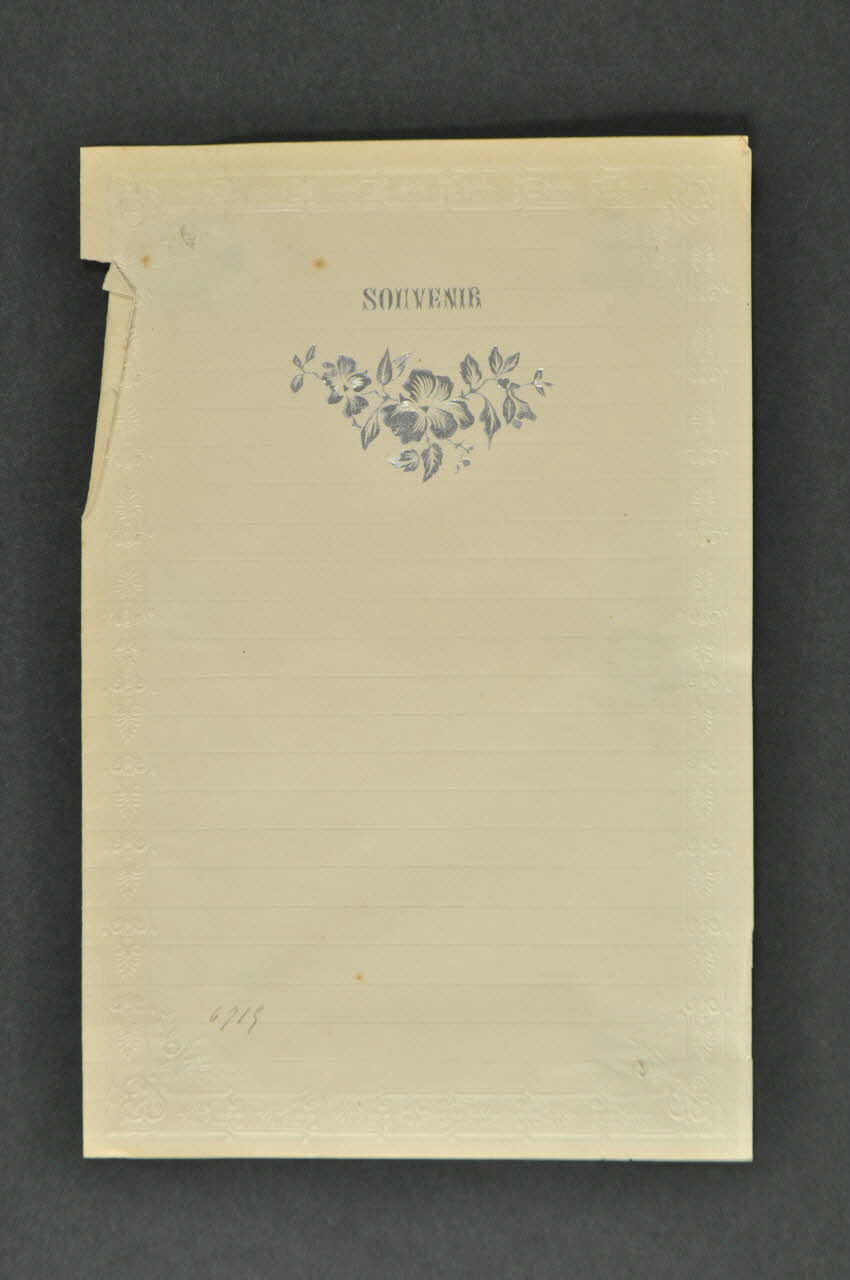 FEUILLE DE PRESENTATION papier de correspondance 1996.27.223.7 Photo Mucem