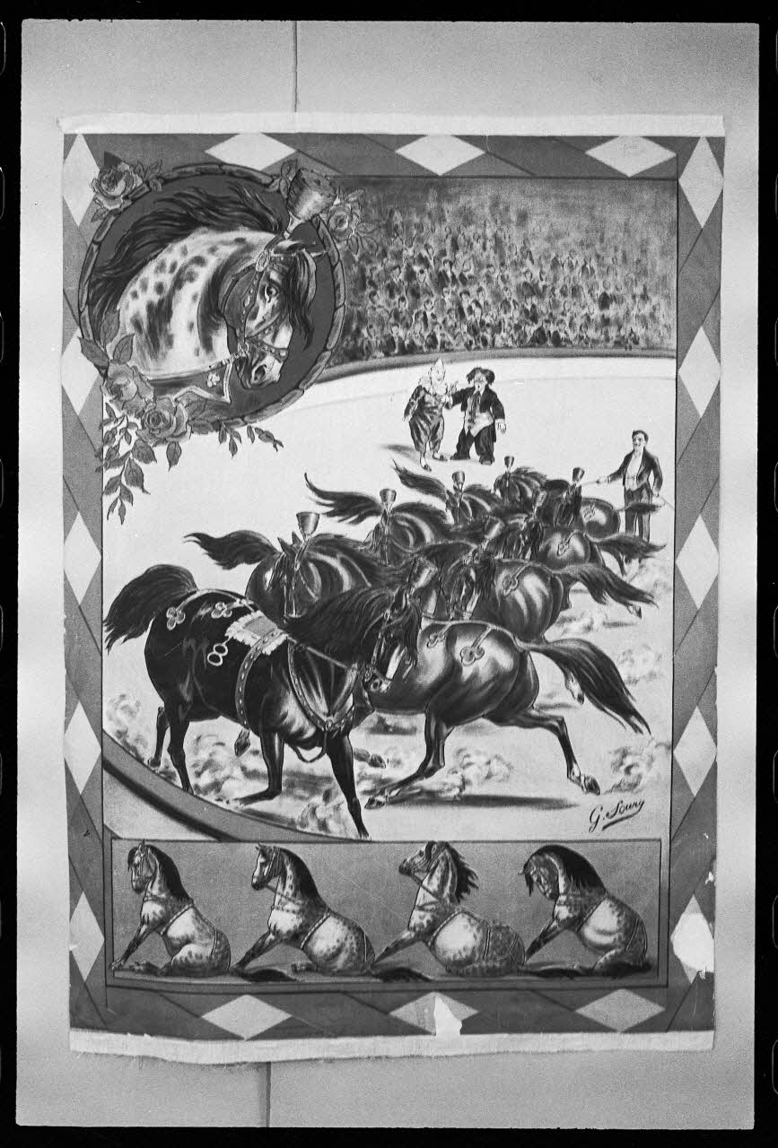 Jacques Hoepffner photographie Affiche de cirque. Ménagerie Magenbeck (1924). Illustration de chevaux en liberté France 1976/10/1 Ph.1976.1.1196 Photo