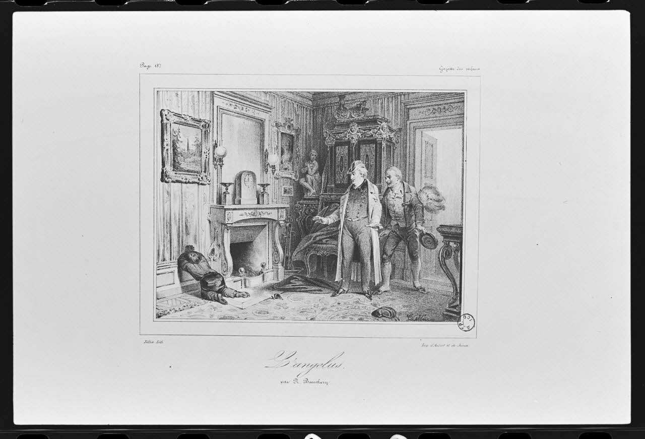 photographie Estampe représentant des ramoneurs. "L'angélus" par R. Bauchery. Lithographie noir et blanc. Chez Tellier Ph.1980.2.22 Photo