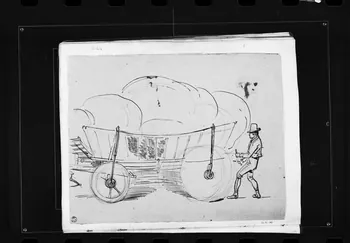 photographie Dessin rehaussé de couleurs, représentant une charrette. Par François Lalaisse Ph.1980.2.239 Photo