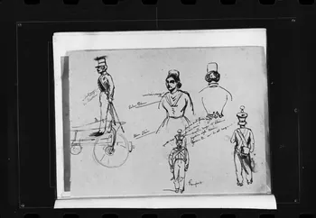 photographie Dessin rehaussé de couleurs, représentant un costume militaire. Par François Lalaisse Ph.1980.2.241 Photo