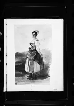 photographie Dessin rehaussé de couleurs, représentant un costume de femme. Par François Lalaisse Ph.1980.2.256 Photo