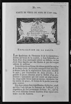 photographie Carte de vœux humoristique et politique, datée de 1784. Libelle contre le procès de Mayence. "Carte de visite du jour de l'an". Pointe sèche Ph.1980.2.330 Photo