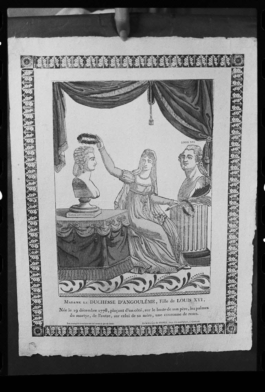 photographie Estampe religieuse. Différents centres. Collection de la Société des Antiquaires de Picardie. La Duchesse d'Angoulême. Hurez à Cambrai Ph.1985.75.48 Photo