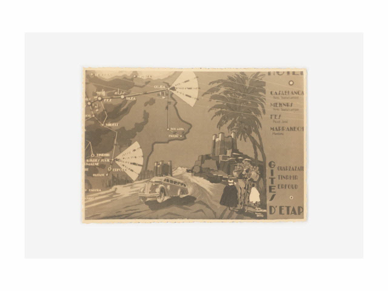 Théophile-Jean Delaye tirage photographique Gites d'étape au Maroc avec la représentation de la carte touristique de Delaye, Maroc, vers 1939 Maroc 1939 2019.7.3 Photo Mucem/ Yves Inchierman