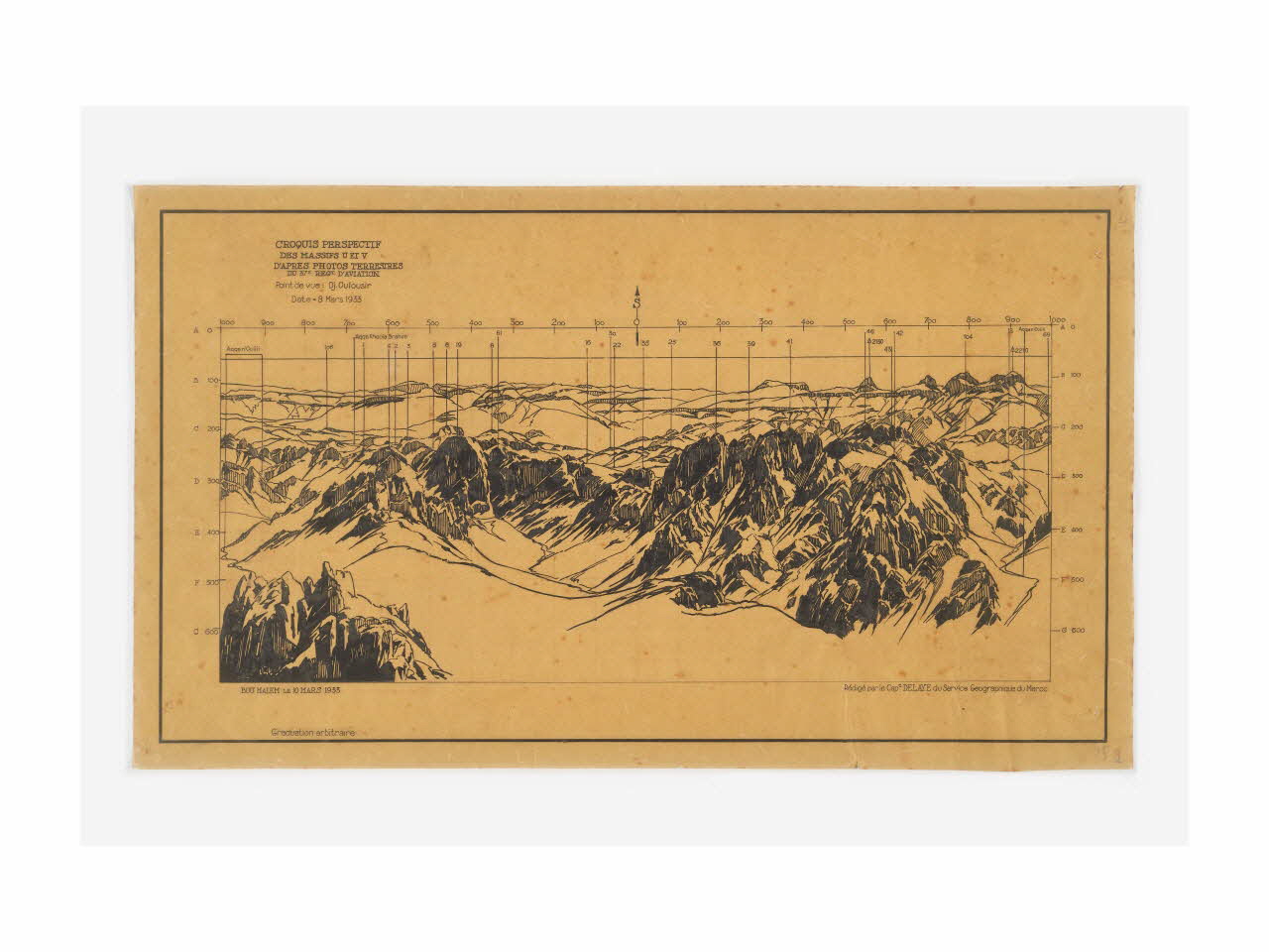 Théophile-Jean Delaye croquis Croquis du Massif du Toubkal, zone des massifs U et V Rabat-Salé-Kénitra, Maroc 1928-1931 2019.8.12 Photo Mucem/ Yves Inchierman