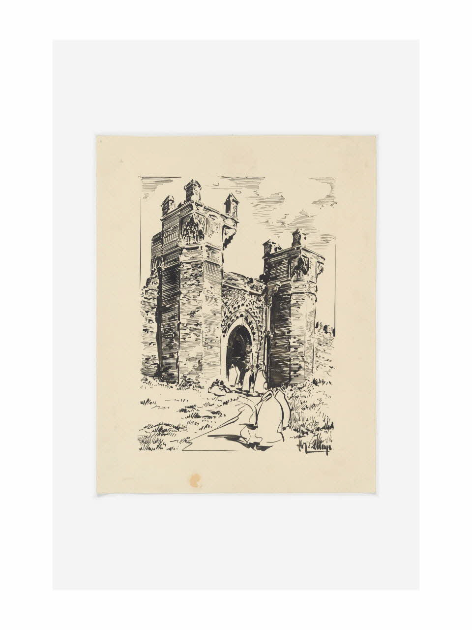 dessin Dessin à l'encre de la porte du Chellah, Rabat, Maroc 2019.8.16 Photo Mucem/ Yves Inchierman