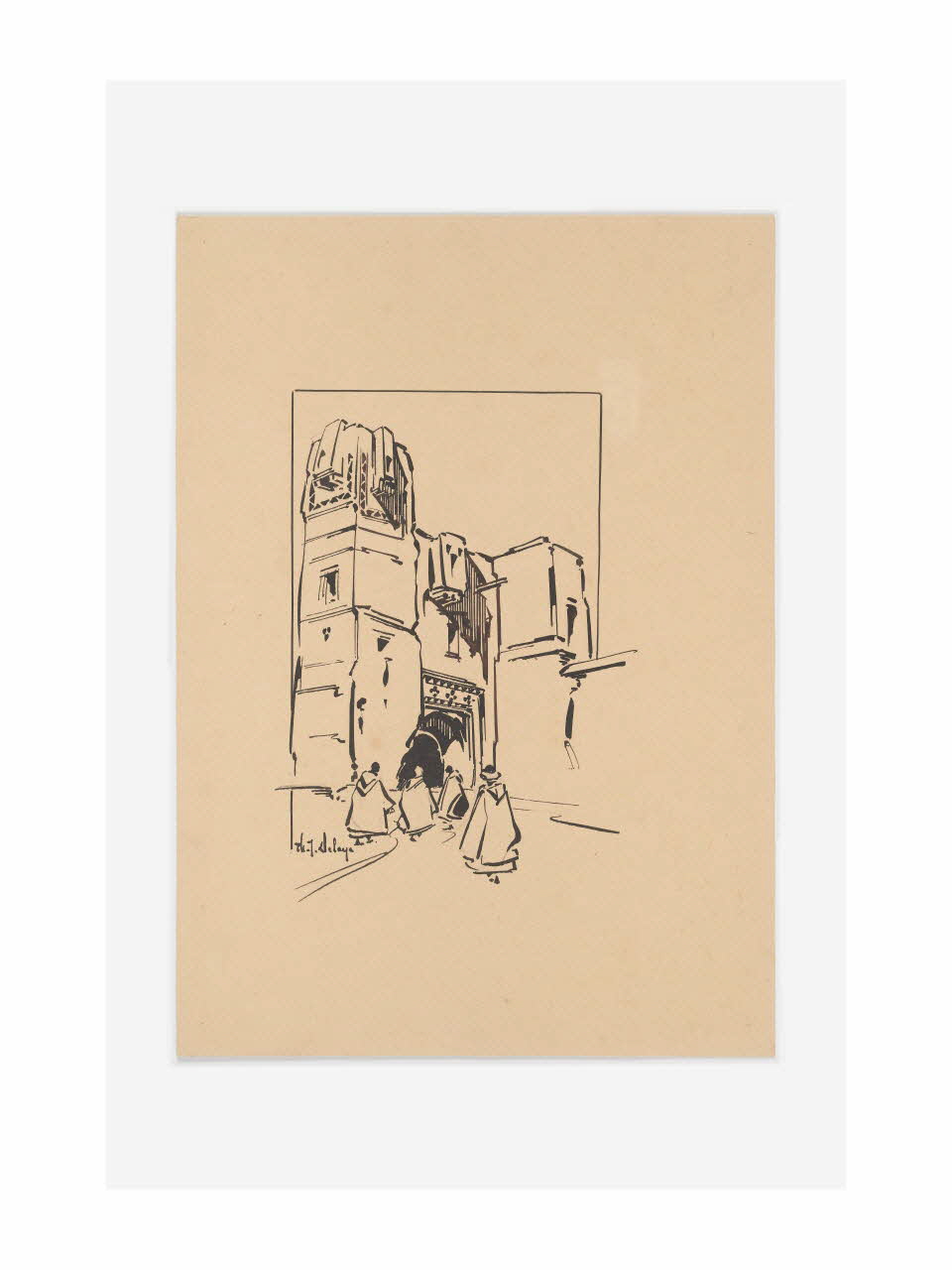 dessin Dessin à l'encre d'une porte de Rabat 2019.8.17 Photo Mucem/ Yves Inchierman