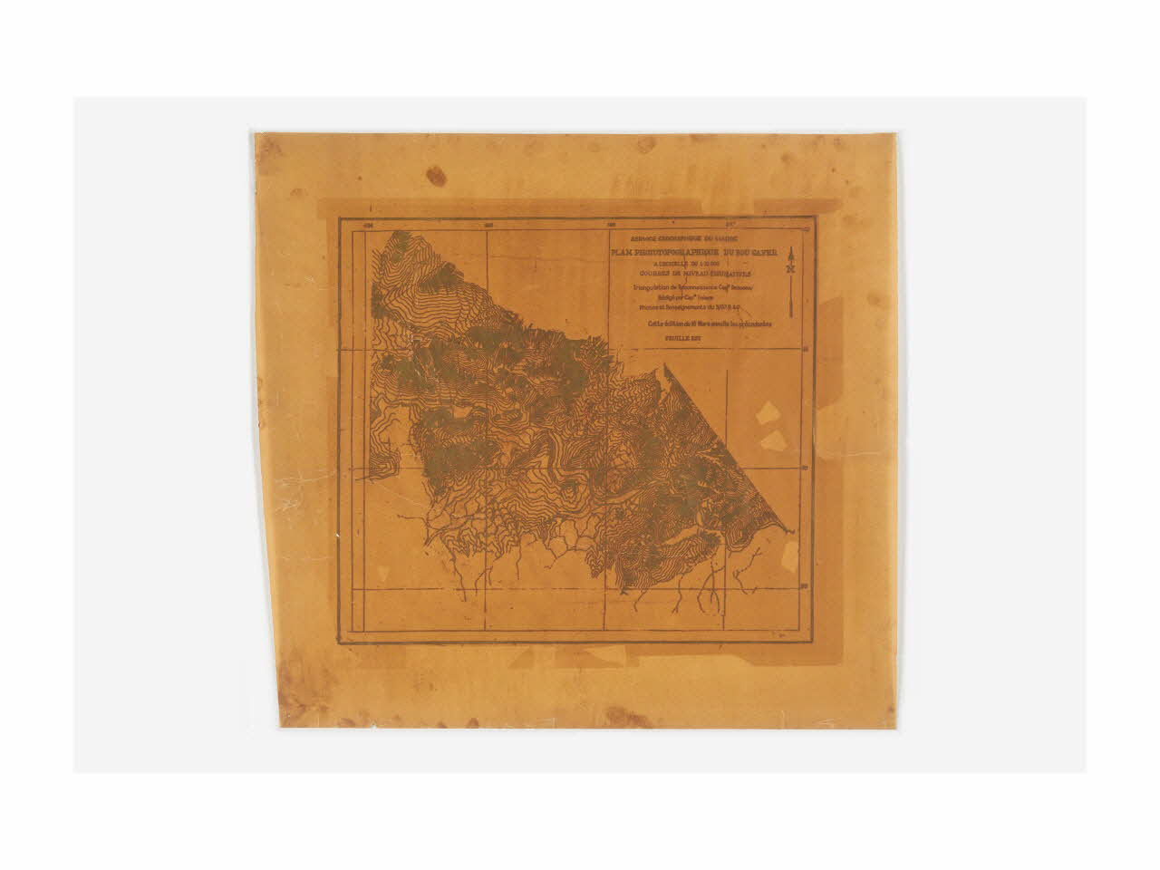 Théophile-Jean Delaye croquis Plan phototopographique de Bou Gafen Rabat-Salé-Kénitra, Maroc 1928-1931 2019.8.9 Photo Mucem/ Yves Inchierman
