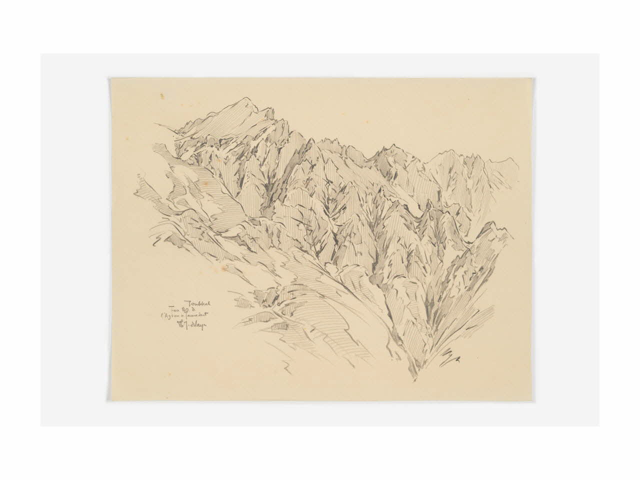 Théophile-Jean Delaye dessin Le Toubkal face ouest de l'Azrou Rabat-Salé-Kénitra, Maroc 1928-1931 2019.6.2  Photo Mucem/ Yves Inchierman