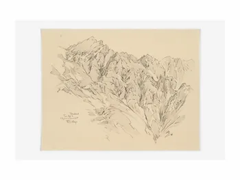 Théophile-Jean Delaye dessin Le Toubkal face ouest de l'Azrou Rabat-Salé-Kénitra, Maroc 1928-1931 2019.6.2 Photo Mucem/ Yves Inchierman