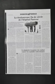 Hôpital Pasteur - Personnel et malades PAGE DE JOURNAL La douloureuse fin de siècle de l’hôpital Pasteur Île-de-France, France 2000/1/7 2002.106.12 Photo Mucem