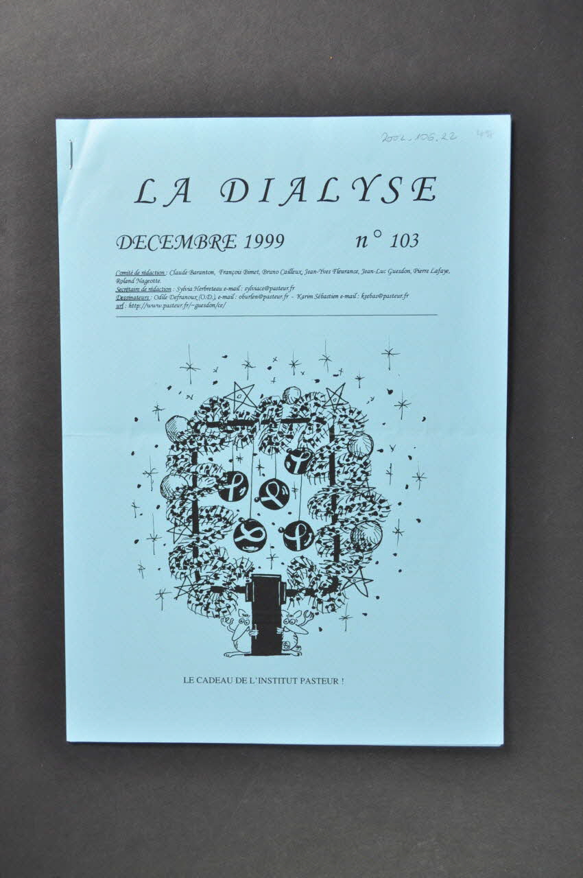 Hôpital Pasteur - Personnel et malades PAGE DE JOURNAL La Dialyse. Bulletin du comité d'entreprise de l'Institut Pasteur,  n°103 Île-de-France, France 1999/12 2002.106.22 Photo Mucem