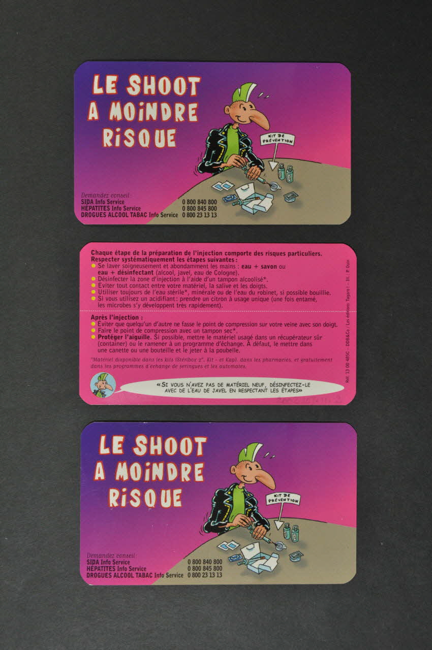 Carte d'information "Le shoot à moindre risque" 2002.107.11.1-3 Photo Mucem