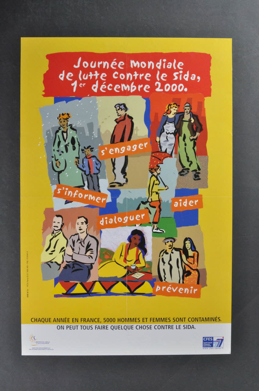 Ministère de l'Emploi et de la Solidarité affiche "Journée mondiale de lutte contre le sida. 1er décembre 2000" France 2000 2002.107.3 Photo Mucem
