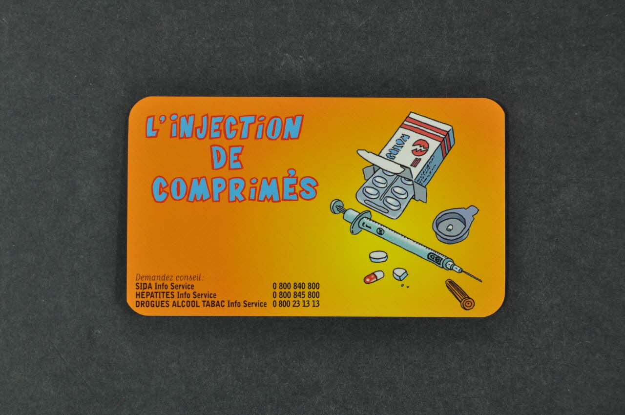 Carte d'information "L'injection de comprimés" 2002.107.9 Photo Mucem