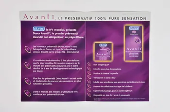 Durex prospectus Durex Avanti. Le premier préservatif masculin au monde sans latex France 2002 2002.108.8 Photo Mucem