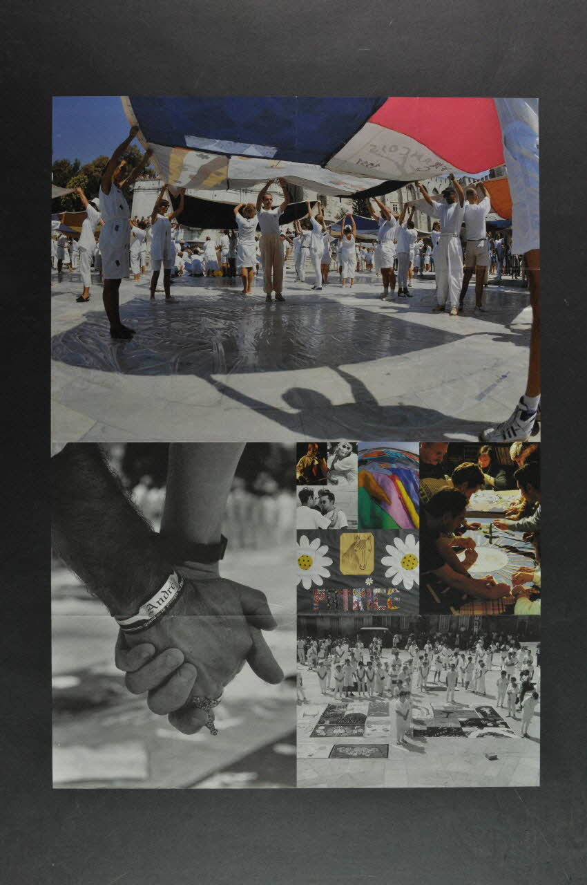 Affichette-dépliant "Le Patchwork des Noms / Perpétuer la mémoire des personnes décédées du sida, soutenir leurs proches, témoigner de la réalité de l'épidémie par des manifestations publiques." 2002.109.8 Photo Mucem