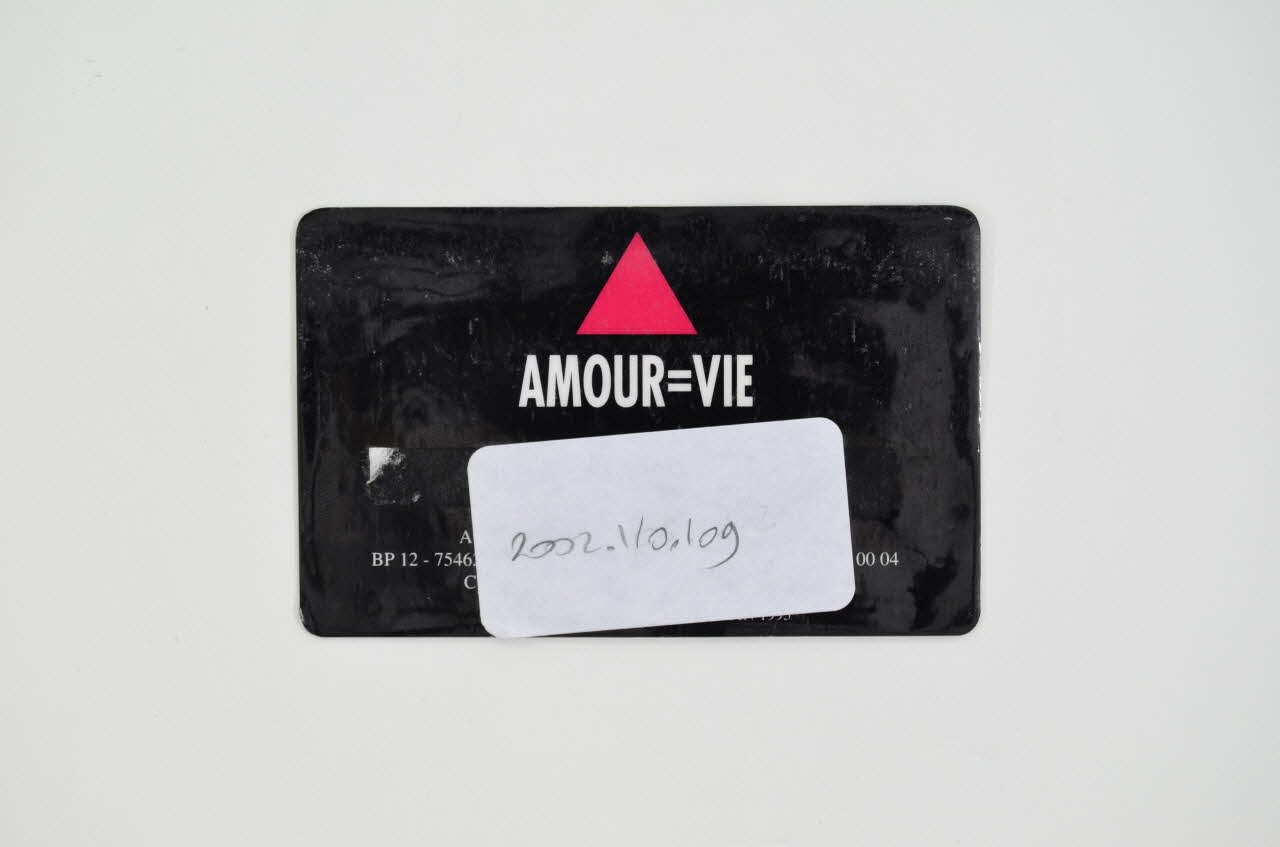 Act Up-Paris carte de membre Carte de membre Act Up-Paris 1994-95 / AMOUR = VIE Île-de-France, France 1994 2002.110.109 Photo Mucem