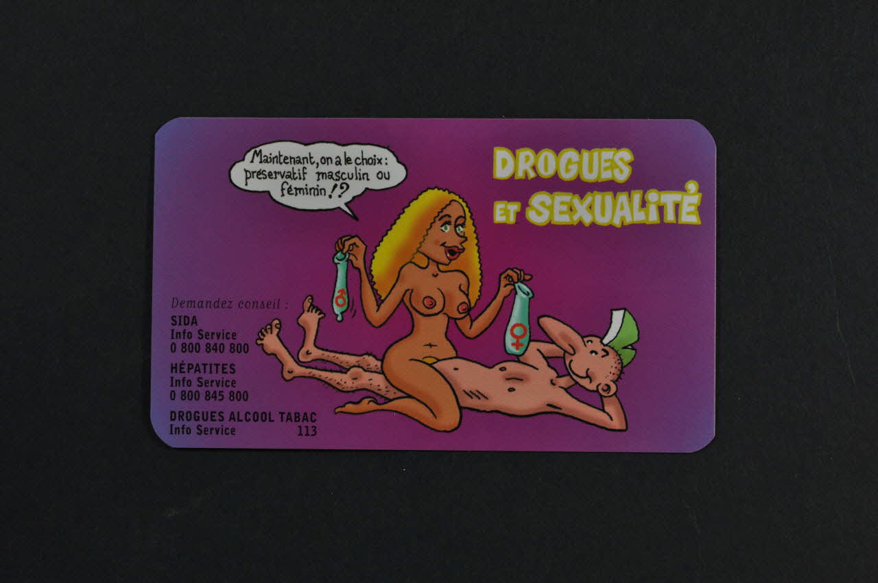 Hépatites Info Service / Drogues Info Service / Sida Info Service Carte d'information "Drogues et sexualité" France 2002 2002.110.27 Photo Mucem