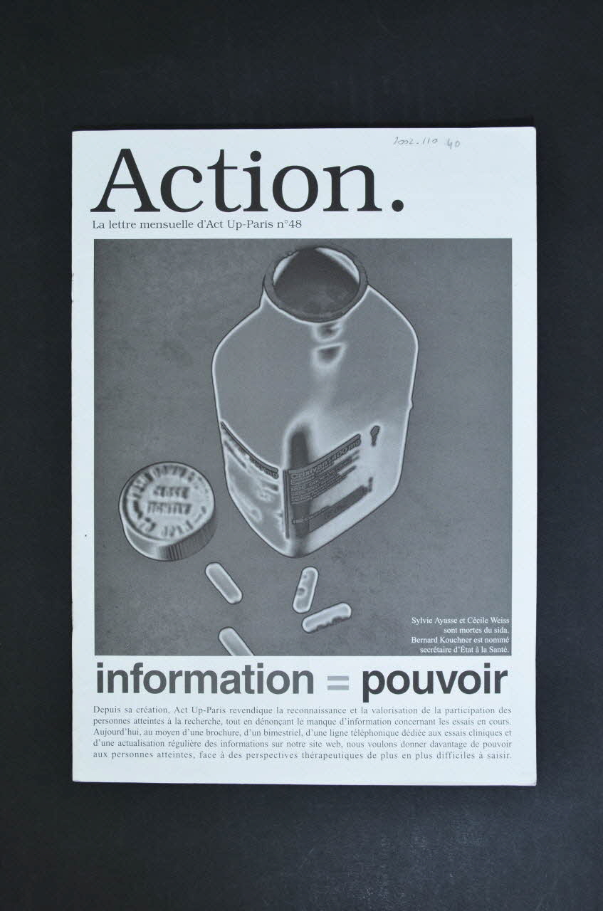 Act Up-Paris journal Journal "Action" n°48 / "Information = pouvoir" Île-de-France, France 1997/6 2002.110.40 Photo Mucem