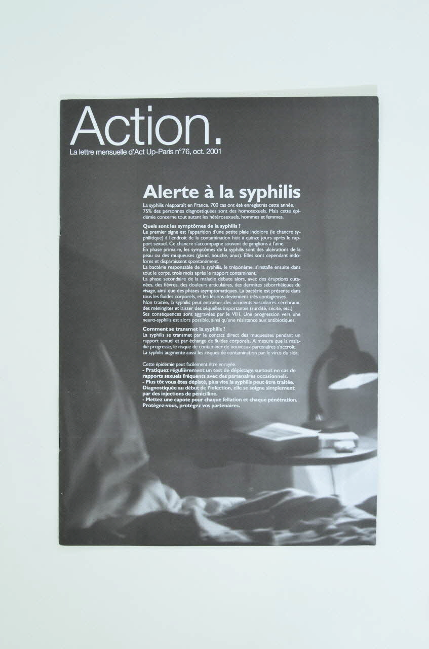 Act Up-Paris Bulletin associatif "Alerte à la syphilis" Île-de-France, France 2001/10 2002.110.54 Photo Mucem