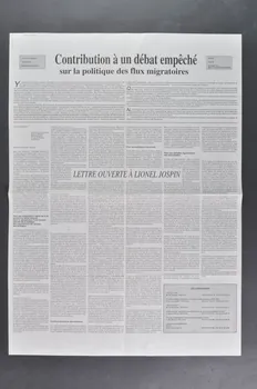 Act Up-Paris, Cedetim, Droits Devant !!, Fasti, affiche "Lettre ouverte à Lionel Jospin / Contribution à un débat empêché sur la politique des flux migratoires France 1997/7/10 2002.110.77 Photo Mucem