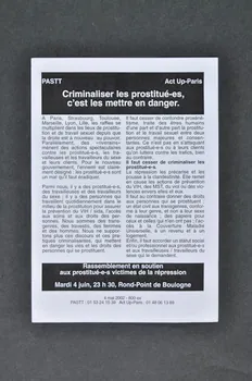 tract "Criminaliser les prostitué-es, c'est les mettre en danger" Île-de-France, France 2002/6/4 2002.110.79 Photo Mucem