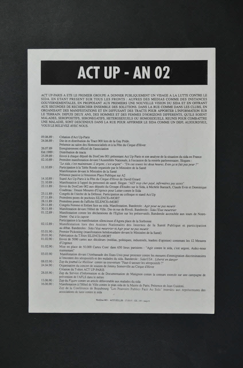 Act Up-Paris tract ACT UP - AN 02 Île-de-France, France 1991 2002.110.83 Photo Mucem