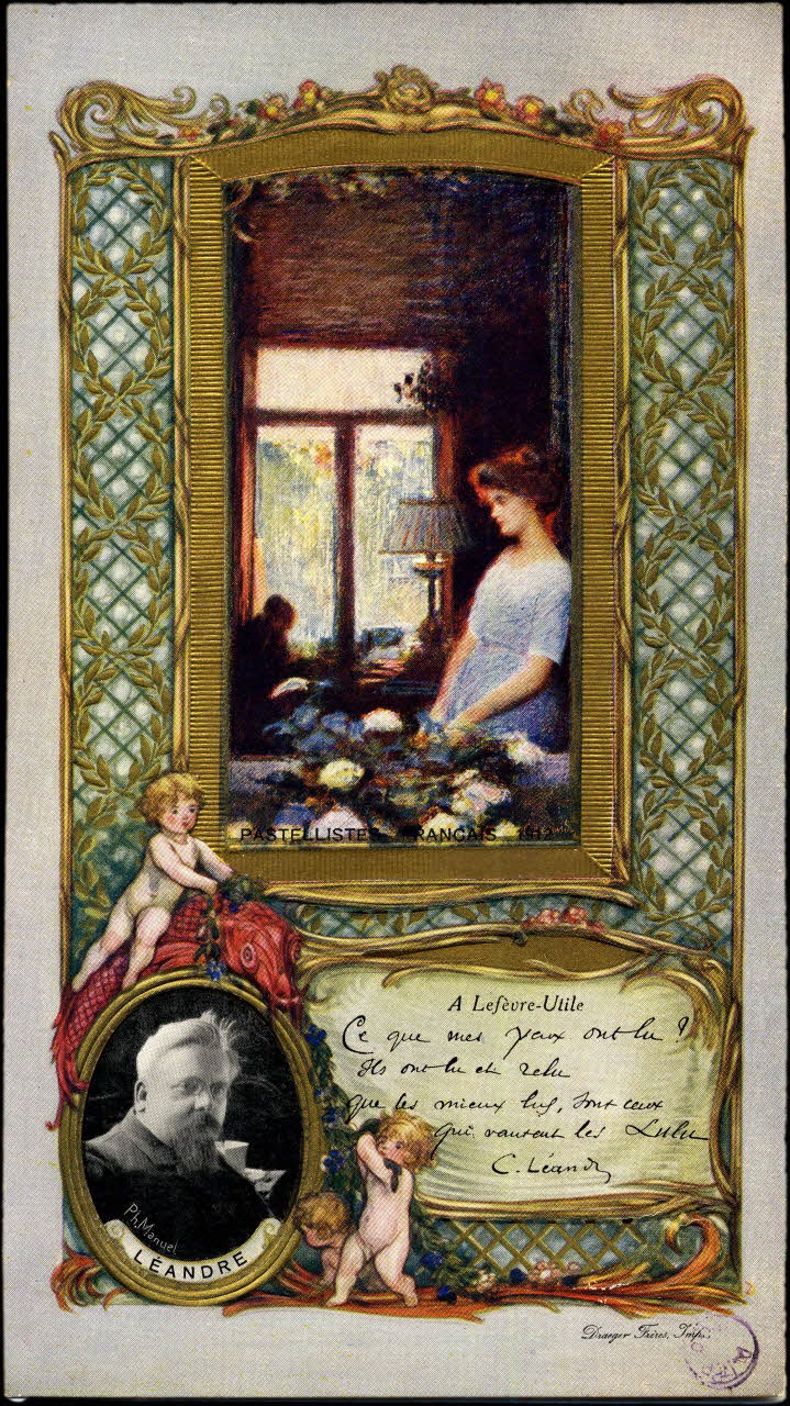 Charles Lucien Léandre ; Draeger frères carte réclame chromo Paris 1912 1992.25.2.1 Photo