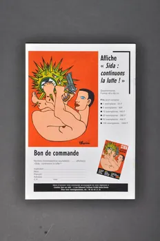 Combat face au Sida revue Préservatif féminin : l'imperméat de grande taille." / Texte de l'appel : Non au fichage des séropositifs. Oui à l'anonymat de la surveillance épidémiologique France 1999/9 2002.111.28 Photo Mucem