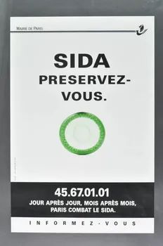 Bertrand Delanoë affiche "Sida. Préservez-vous" / Jour après jour, mois après mois, Paris combat le sida" France 1991/6 2002.112.12  Photo Mucem
