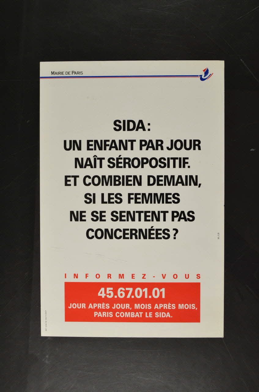 Bertrand Delanoë affiche "Sida : un enfant par jour naît séropositif" Île-de-France, France 1990/12 2002.112.28 Photo Mucem