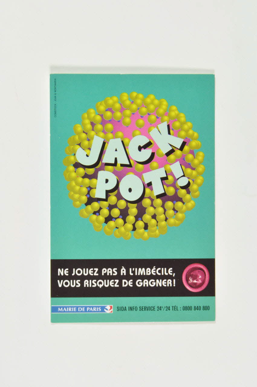 Bertrand Delanoë carte postale "Jack Pot!" / "Ne jouez pas à l'imbécile, vous risquez de gagner !" Île-de-France, France 2000 2002.112.49 Photo Mucem