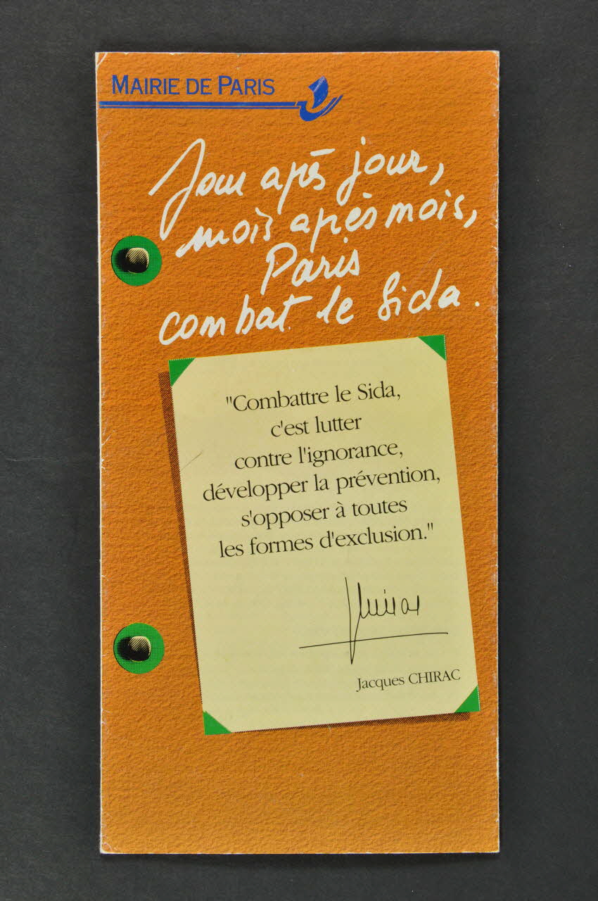 Bertrand Delanoë Dépliant "Jour après jour, mois après mois, Paris combat le sida" Île-de-France, France 1995 2002.112.74 Photo Mucem