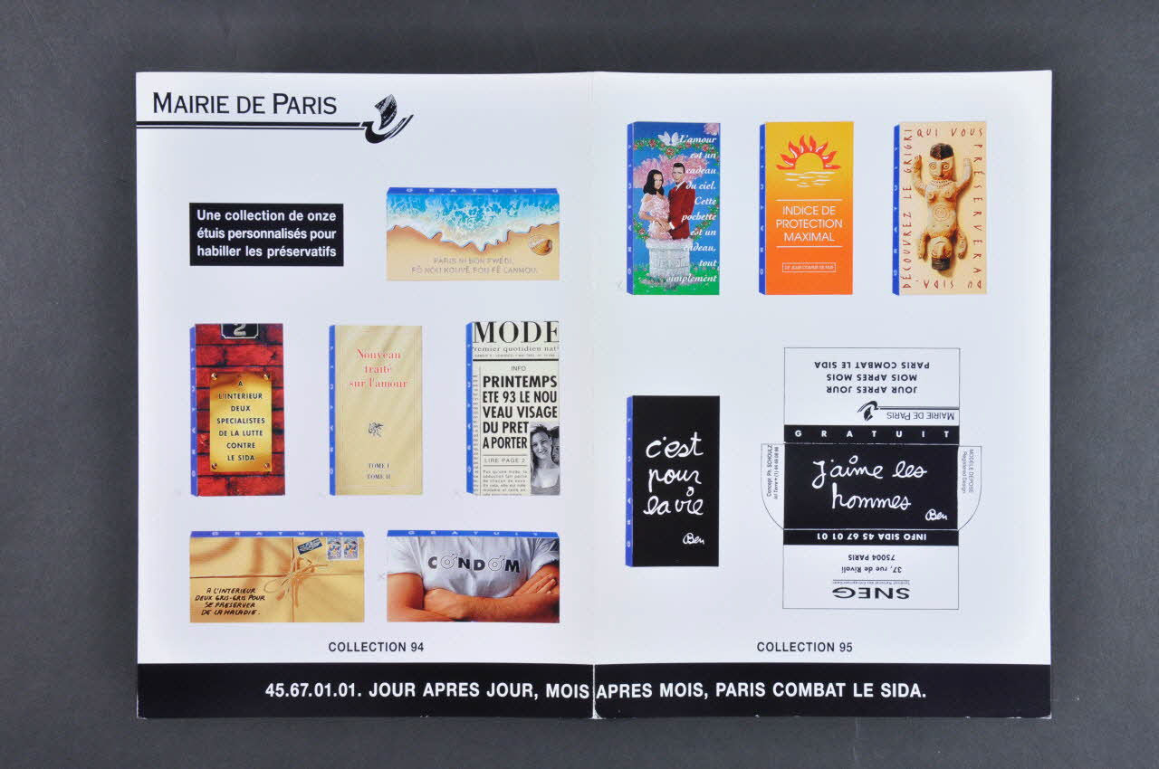 Bertrand Delanoë Dépliant "Le sida peut toucher tout le monde. La campagne d'information et de prévention de la Mairie de Paris se devait d'en faire autant. (Campagne : Jour après jour, mois après mois, Paris combat le sida) Île-de-France, France 1995 2002.112.76.2 Photo Mucem