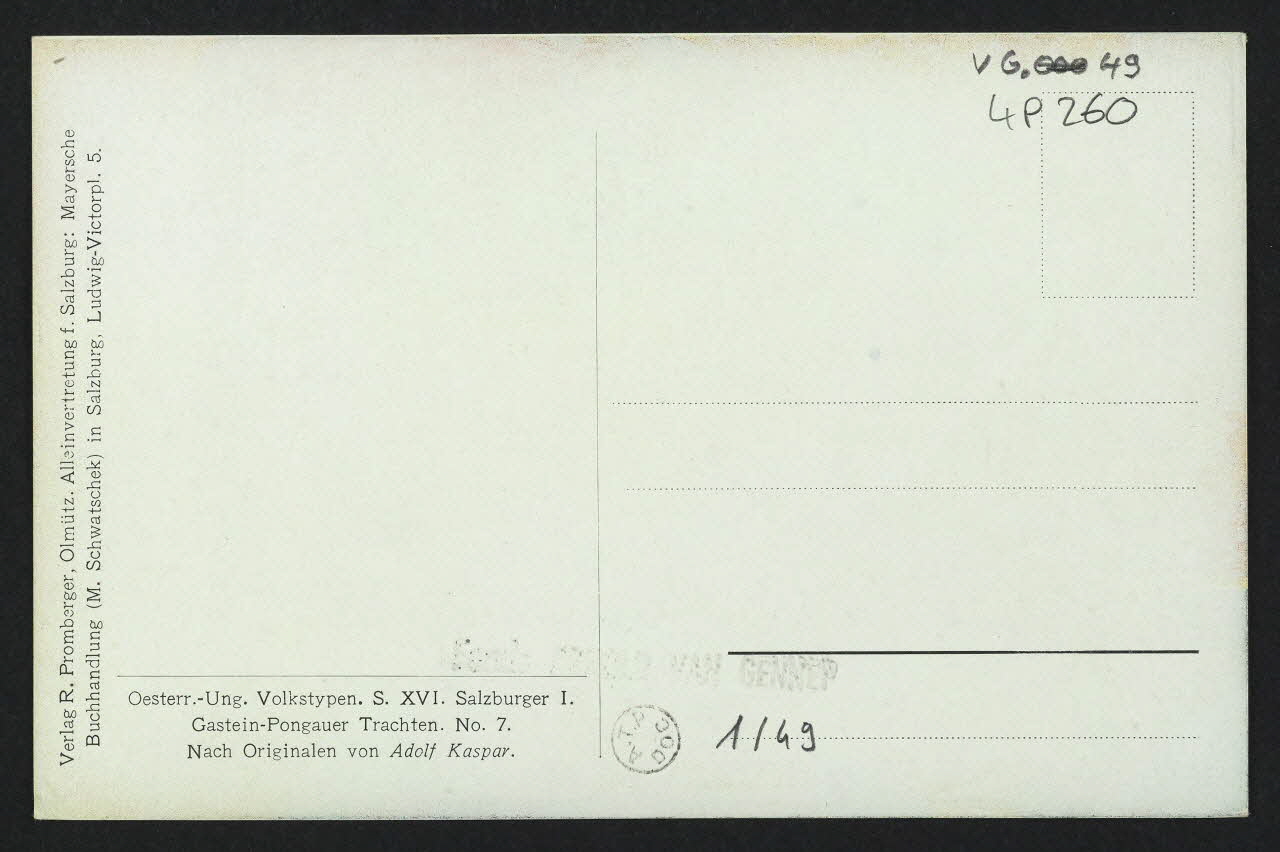 carte postale ORIGINAL DE A. KASPAR, GASTEIN-PONGAUER TRACHTEN 4P260 Photo