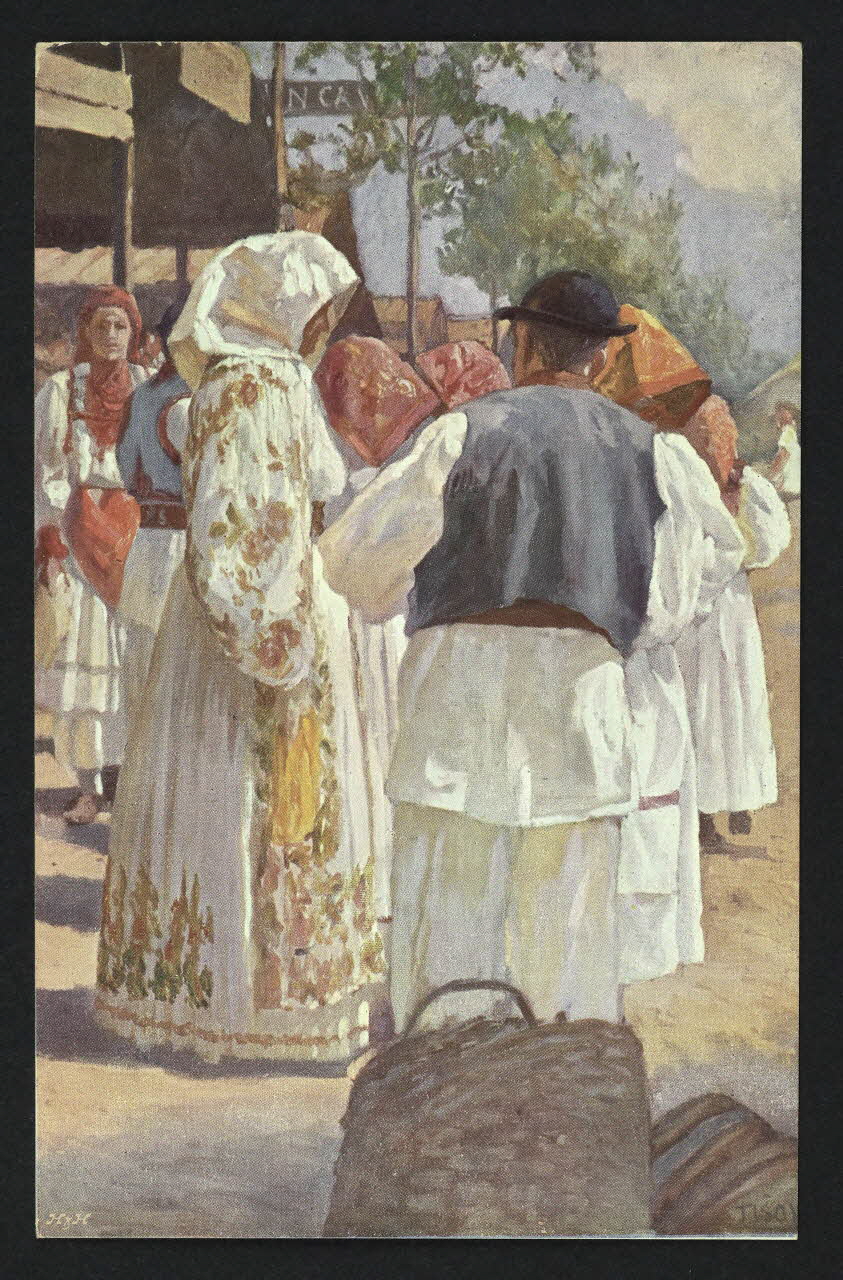 carte postale ORIGINAL DE J. TISOV, PAYSANS AU MARCHE D'AGRAM 4P263 Photo