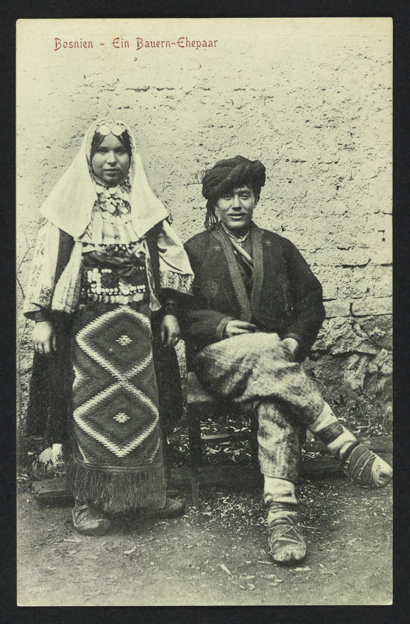 SARAJEVO THIER carte postale COUPLE DE PAYSANS 1910 4P277 Photo