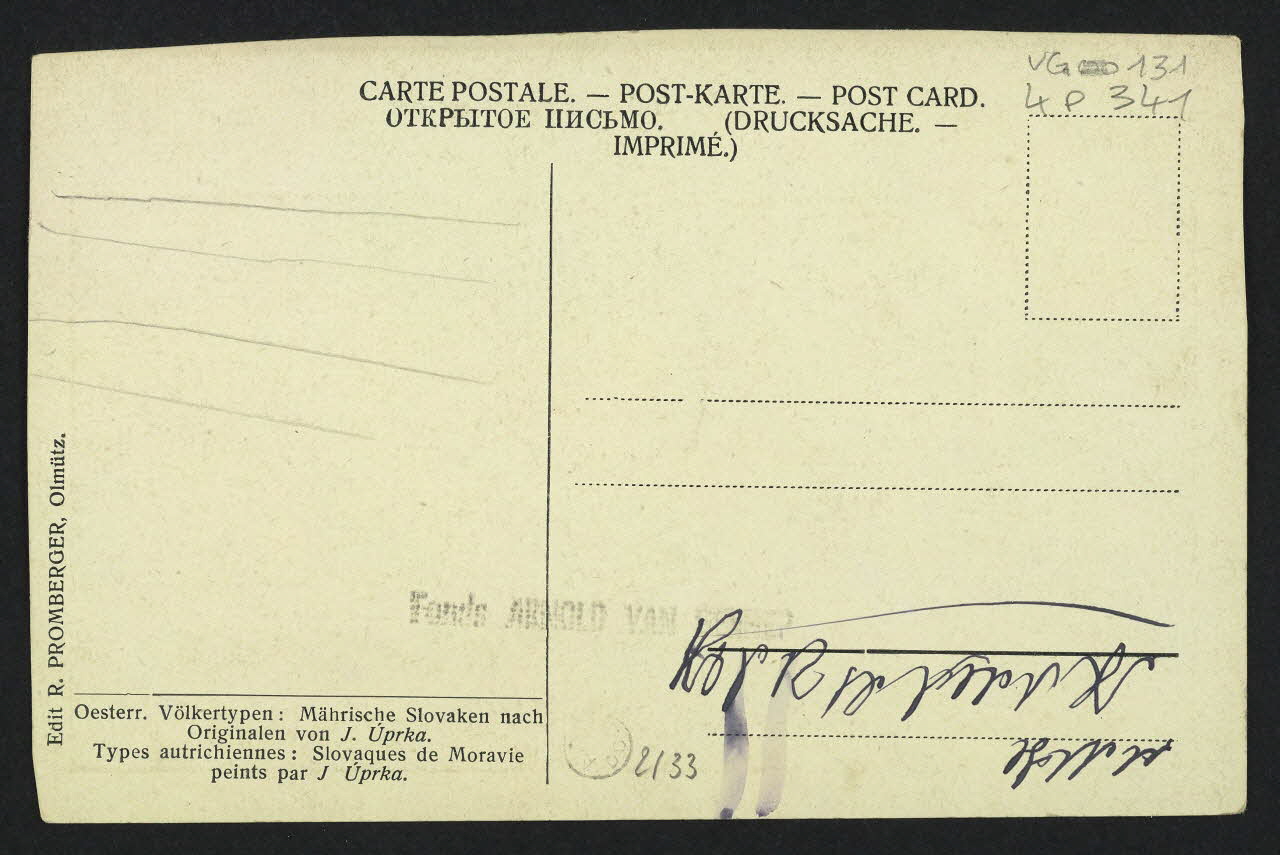 carte postale SLOVAQUES DE MORAVIE D'APRES J. UPRKA 4P341 Photo