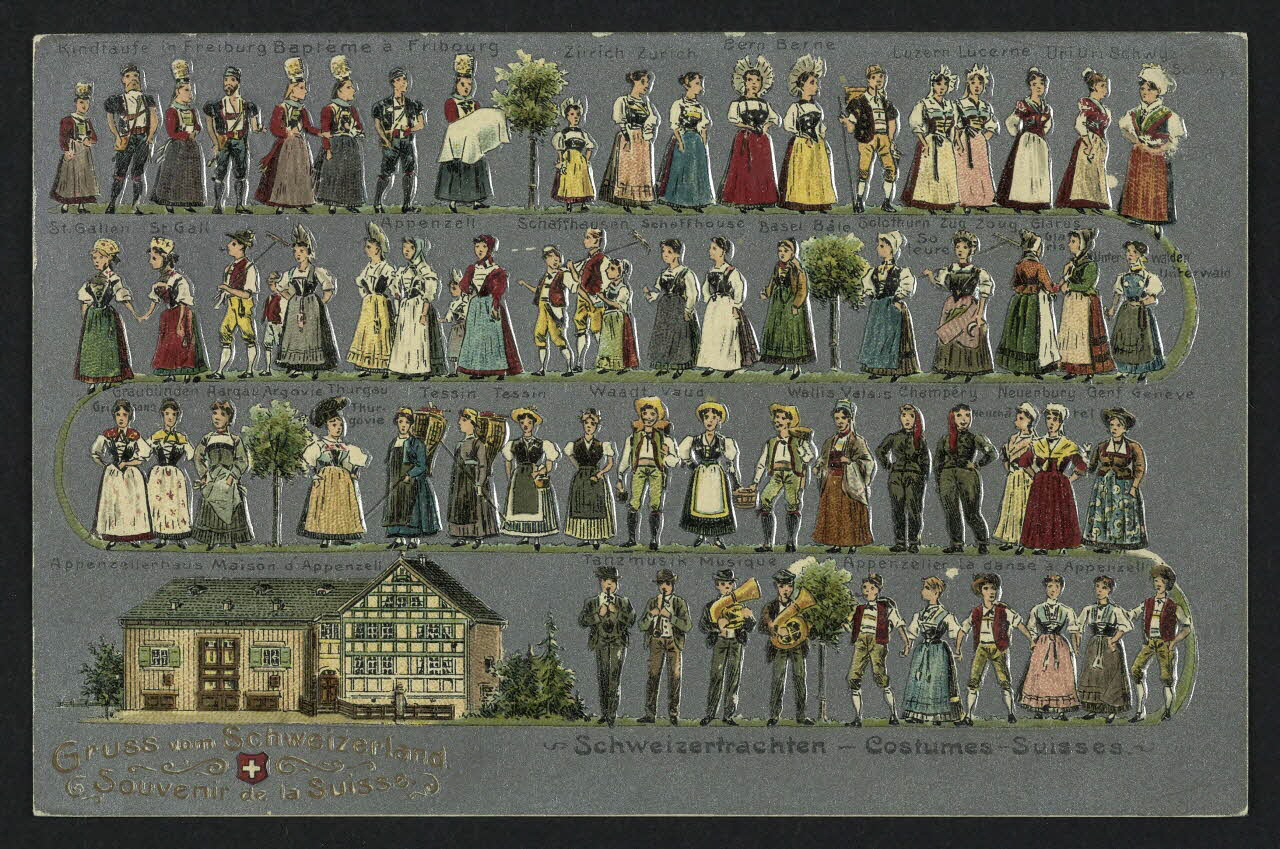 carte postale COSTUMES SUISSES, CARTE RELIEF 4P407 Photo