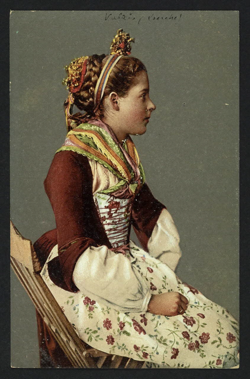 carte postale CANTON DE VALAIS. PAYSANNE DU VAL D'EVOLENE 4P430 Photo